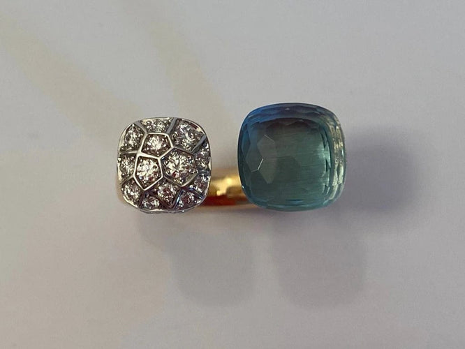 Bague 56 Pomellato Nudo - Bague en or rose et blanc 18 carats, topaze et diamants 58 Facettes