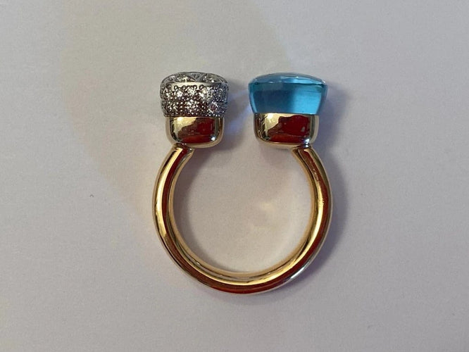 Bague 56 Pomellato Nudo - Bague en or rose et blanc 18 carats, topaze et diamants 58 Facettes