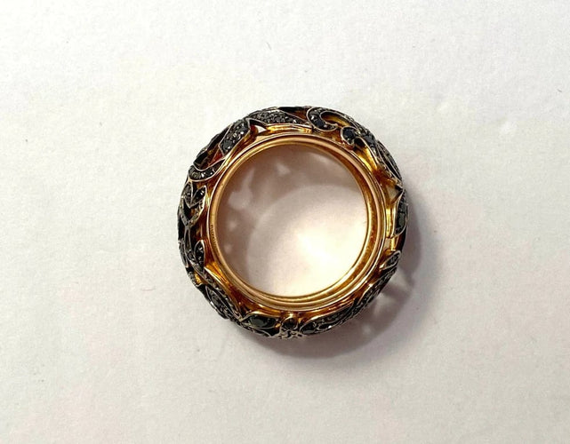 Bague 52 Pomellato Arabesque - Bague en or rose et diamants noirs 58 Facettes