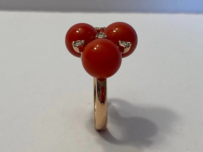 Bague 55 Chantecler Chérie - Bague en or rose 18 carats, diamants et corail 58 Facettes