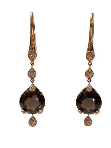 Boucles d'oreilles Pasquale Bruni Sissi - Boucles d'oreilles pendantes en or jaune 18 carats, quartz fumé et diamants 58 Facettes