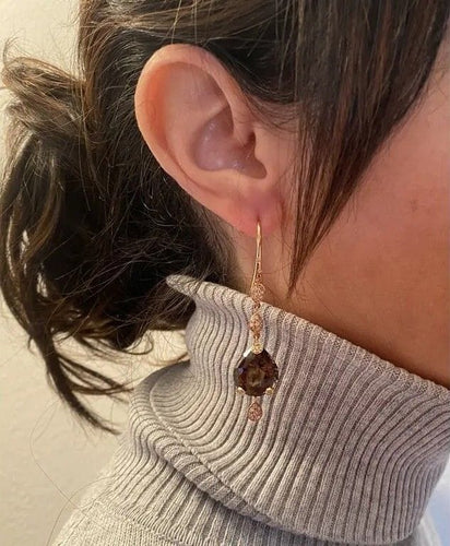 Boucles d'oreilles Pasquale Bruni Sissi - Boucles d'oreilles pendantes en or jaune 18 carats, quartz fumé et diamants 58 Facettes