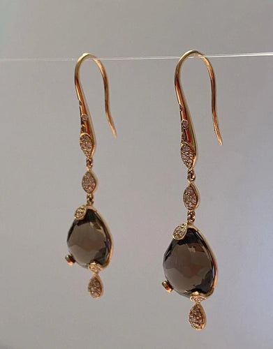 Boucles d'oreilles Pasquale Bruni Sissi - Boucles d'oreilles pendantes en or jaune 18 carats, quartz fumé et diamants 58 Facettes
