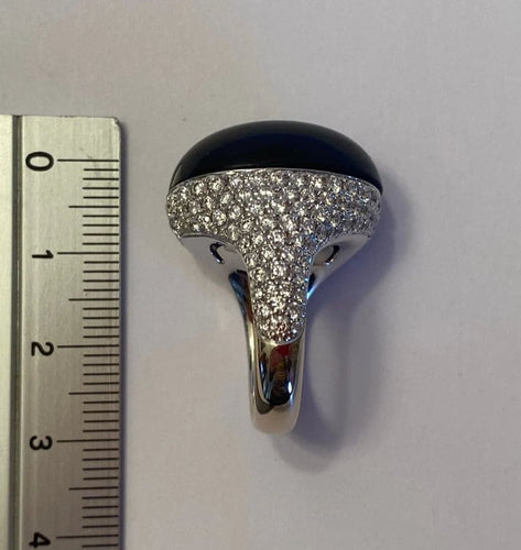 Bague 53 Chantecler Chérie - Bague en or blanc 18 carats, onyx et diamants 58 Facettes