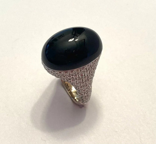 Bague 53 Chantecler Chérie - Bague en or blanc 18 carats, onyx et diamants 58 Facettes