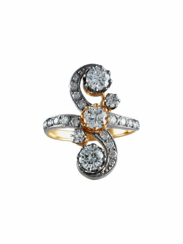 Bague 54 Bague Napoléon III en deux ors 18 ct et diamants 58 Facettes 7122A
