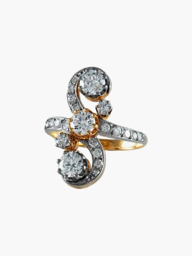 Bague 54 Bague Napoléon III en deux ors 18 ct et diamants 58 Facettes 7122A