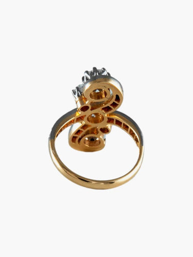 Bague 54 Bague Napoléon III en deux ors 18 ct et diamants 58 Facettes 7122A