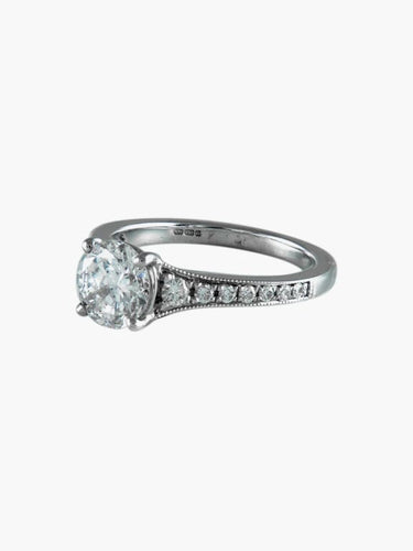 Bague 52 Solitaire - Bague en or blanc 18 ct et diamants 58 Facettes 6489A