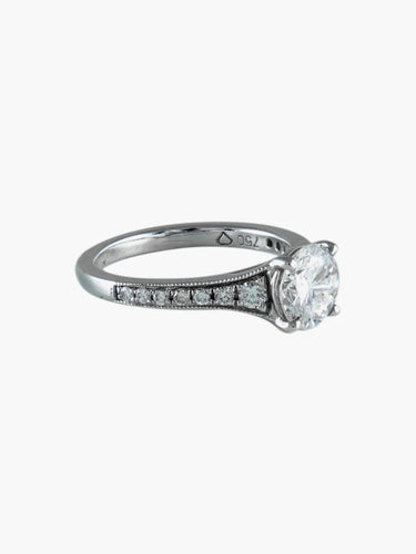 Bague 52 Solitaire - Bague en or blanc 18 ct et diamants 58 Facettes 6489A