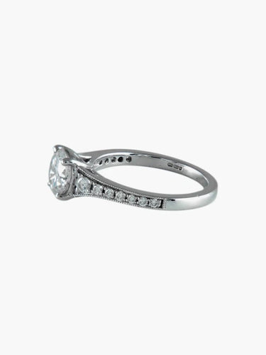 Bague 52 Solitaire - Bague en or blanc 18 ct et diamants 58 Facettes 6489A