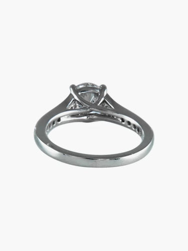 Bague 52 Solitaire - Bague en or blanc 18 ct et diamants 58 Facettes 6489A