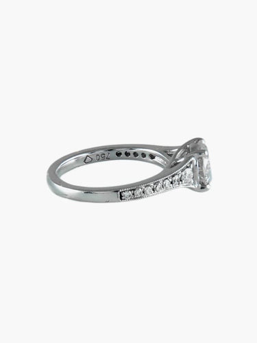 Bague 52 Solitaire - Bague en or blanc 18 ct et diamants 58 Facettes 6489A