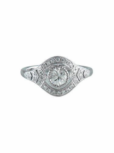 Bague 53 Bague solitaire en or blanc 18 ct avec diamants 58 Facettes 7157A