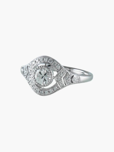 Bague 53 Bague solitaire en or blanc 18 ct avec diamants 58 Facettes 7157A