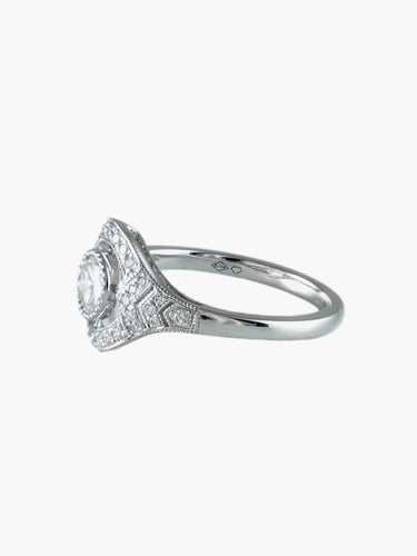 Bague 53 Bague solitaire en or blanc 18 ct avec diamants 58 Facettes 7157A