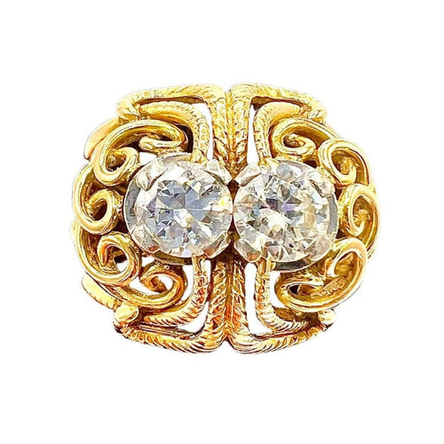 Bague 52.5 Bague cocktail années 1950 en or jaune 18 carats et diamants 58 Facettes 7459 A