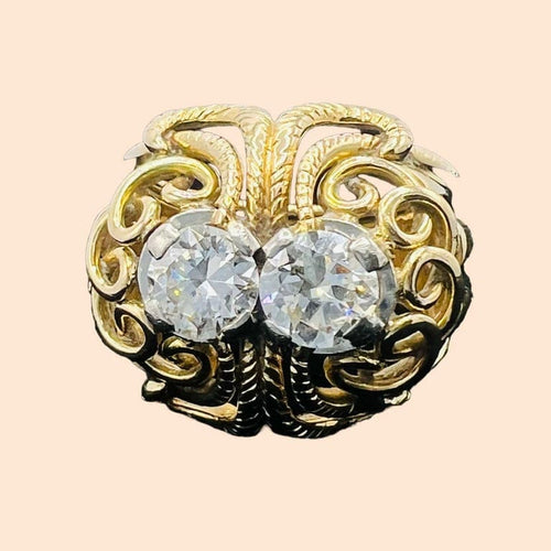 Bague 52.5 Bague cocktail années 1950 en or jaune 18 carats et diamants 58 Facettes 7459 A