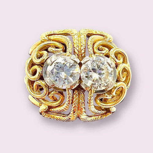 Bague 52.5 Bague cocktail années 1950 en or jaune 18 carats et diamants 58 Facettes 7459 A