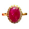 Bague 54 Bague de fiançailles - Rubis ovale et pavage de diamants 58 Facettes 7455 A