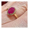 Bague 54 Bague de fiançailles - Rubis ovale et pavage de diamants 58 Facettes 7455 A