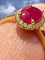 Bague 54 Bague de fiançailles - Rubis ovale et pavage de diamants 58 Facettes 7455 A