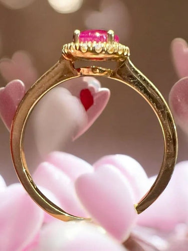 Bague 54 Bague de fiançailles - Rubis ovale et pavage de diamants 58 Facettes 7455 A