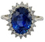 Bague 54 Bague de fiançailles - Saphir naturel 3,27 ct et diamants en or blanc 18 carats 58 Facettes
