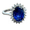 Bague 54 Bague de fiançailles - Saphir naturel 3,27 ct et diamants en or blanc 18 carats 58 Facettes