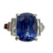 Bague 54 Bague de fiançailles - Saphir de Ceylan et diamants baguette en or blanc 18 carats 58 Facettes 7351 A
