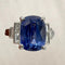 Bague 54 Bague de fiançailles - Saphir de Ceylan et diamants baguette en or blanc 18 carats 58 Facettes 7351 A