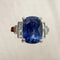 Bague 54 Bague de fiançailles - Saphir de Ceylan et diamants baguette en or blanc 18 carats 58 Facettes 7351 A