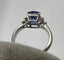 Bague 54 Bague de fiançailles - Saphir de Ceylan et diamants baguette en or blanc 18 carats 58 Facettes 7351 A