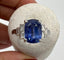 Bague 54 Bague de fiançailles - Saphir de Ceylan et diamants baguette en or blanc 18 carats 58 Facettes 7351 A