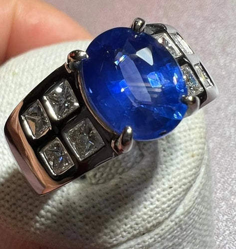 Bague 54.5 Bague de fiançailles en or blanc 18 carats, saphir et diamants 58 Facettes 7352 A