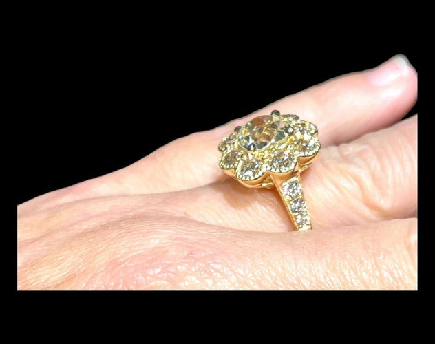 Bague 54 Bague en or jaune 18 carats avec diamants taille ancienne 58 Facettes 7601 A