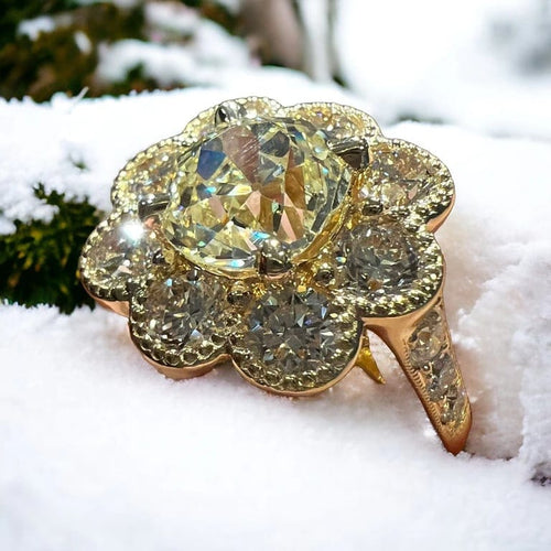 Bague 54 Bague en or jaune 18 carats avec diamants taille ancienne 58 Facettes 7601 A