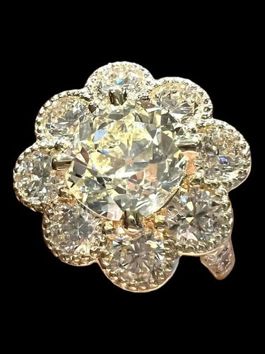 Bague 54 Bague en or jaune 18 carats avec diamants taille ancienne 58 Facettes 7601 A