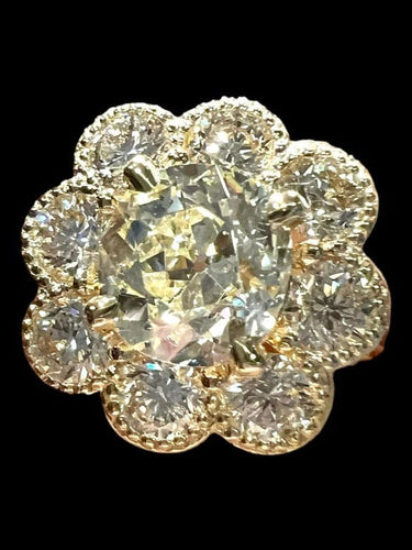 Bague 54 Bague en or jaune 18 carats avec diamants taille ancienne 58 Facettes 7601 A