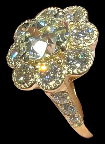 Bague 54 Bague en or jaune 18 carats avec diamants taille ancienne 58 Facettes 7601 A