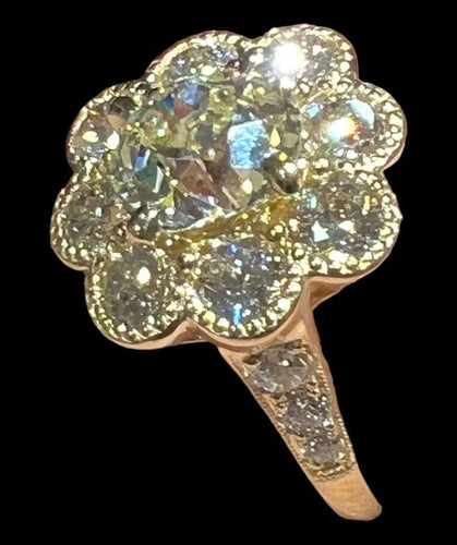 Bague 54 Bague en or jaune 18 carats avec diamants taille ancienne 58 Facettes 7601 A