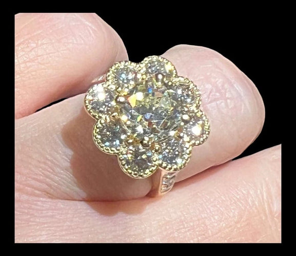 Bague 54 Bague en or jaune 18 carats avec diamants taille ancienne 58 Facettes 7601 A