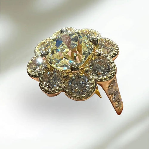 Bague 54 Bague en or jaune 18 carats avec diamants taille ancienne 58 Facettes 7601 A