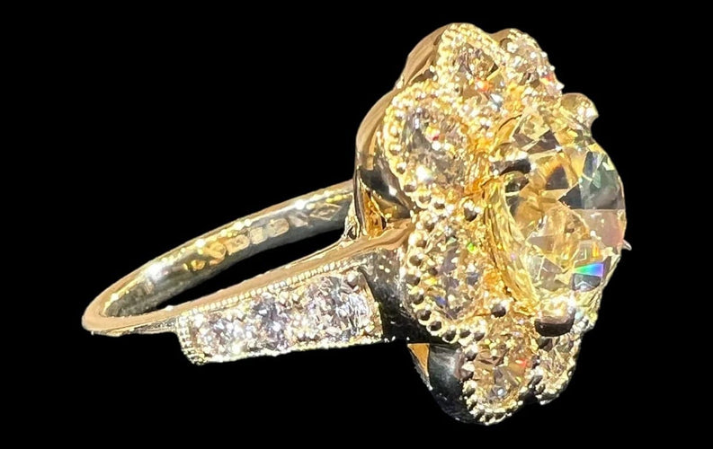Bague 54 Bague en or jaune 18 carats avec diamants taille ancienne 58 Facettes 7601 A