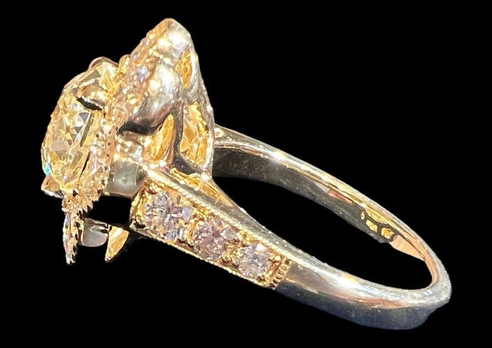 Bague 54 Bague en or jaune 18 carats avec diamants taille ancienne 58 Facettes 7601 A