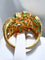 Bague 56 Bague en or jaune 18 carats pavée de diamants et émeraudes 58 Facettes 7796 A