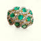 Bague 56 Bague en or jaune 18 carats pavée de diamants et émeraudes 58 Facettes 7796 A