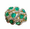 Bague 56 Bague en or jaune 18 carats pavée de diamants et émeraudes 58 Facettes 7796 A