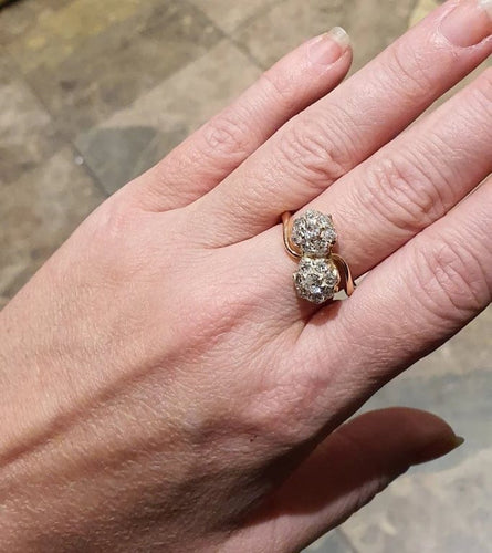 Bague 61 Bague toi et moi fleur en or rose 18 ct et diamants 58 Facettes 6912 A