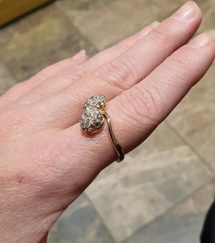 Bague 61 Bague toi et moi fleur en or rose 18 ct et diamants 58 Facettes 6912 A
